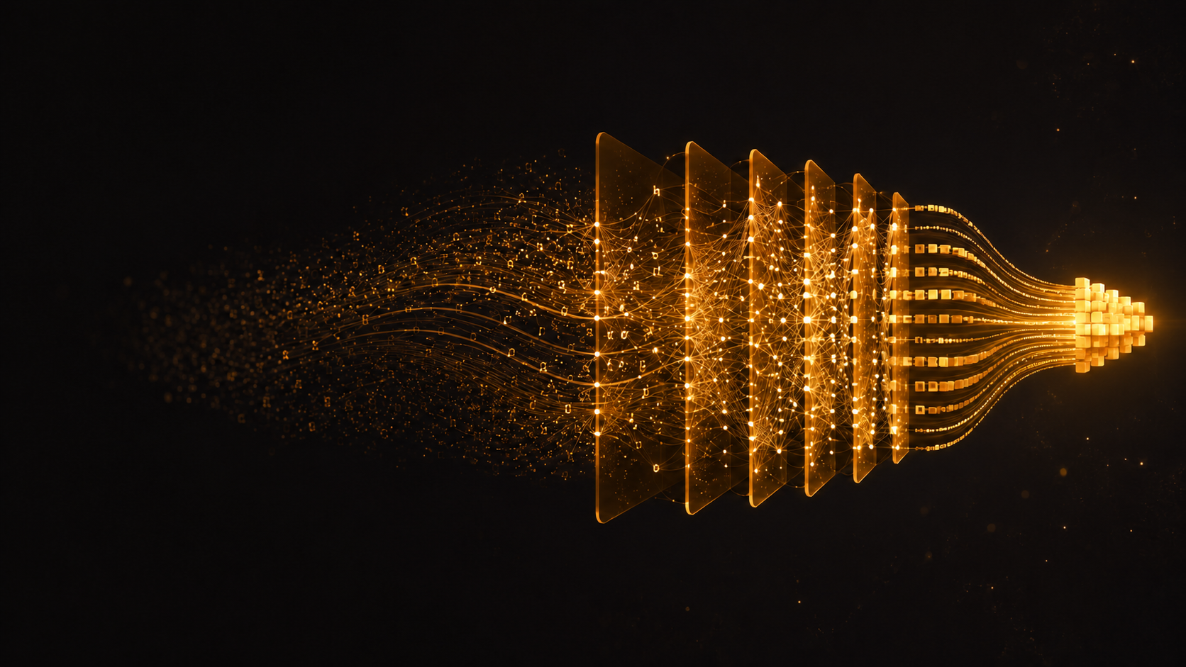 A layered language model processing a stream of text symbols